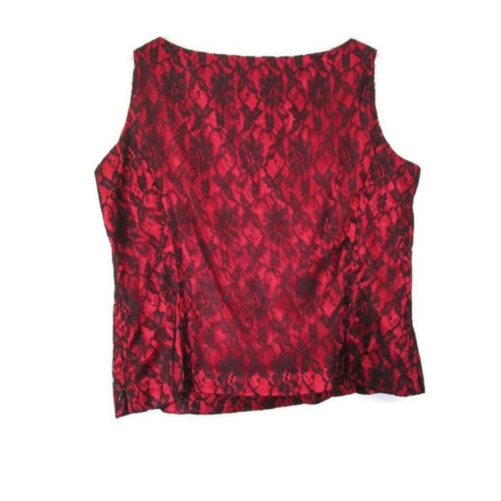 plus size vintage red lace top 14 16 1x - Picture 4 of 4